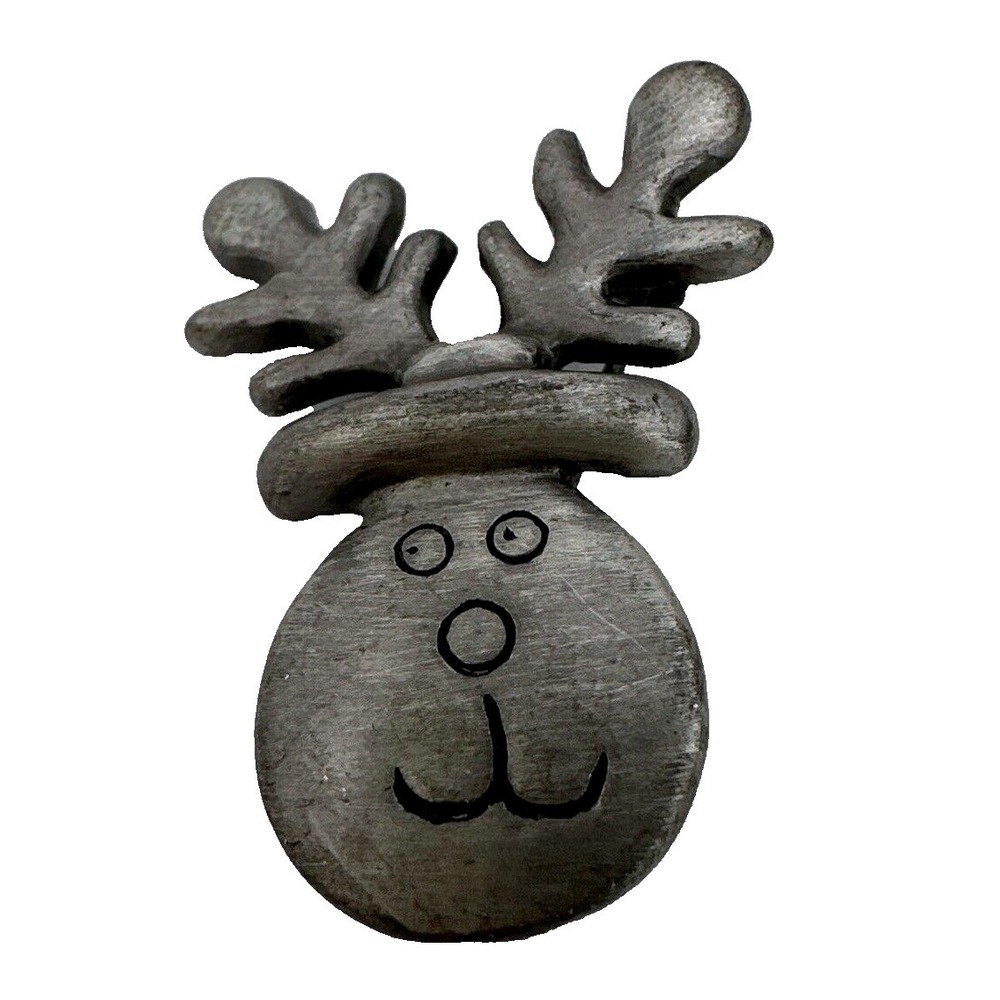 Reindeer Brooch Christmas Holiday Lapel Pin Cute Cartoon Animal Silver